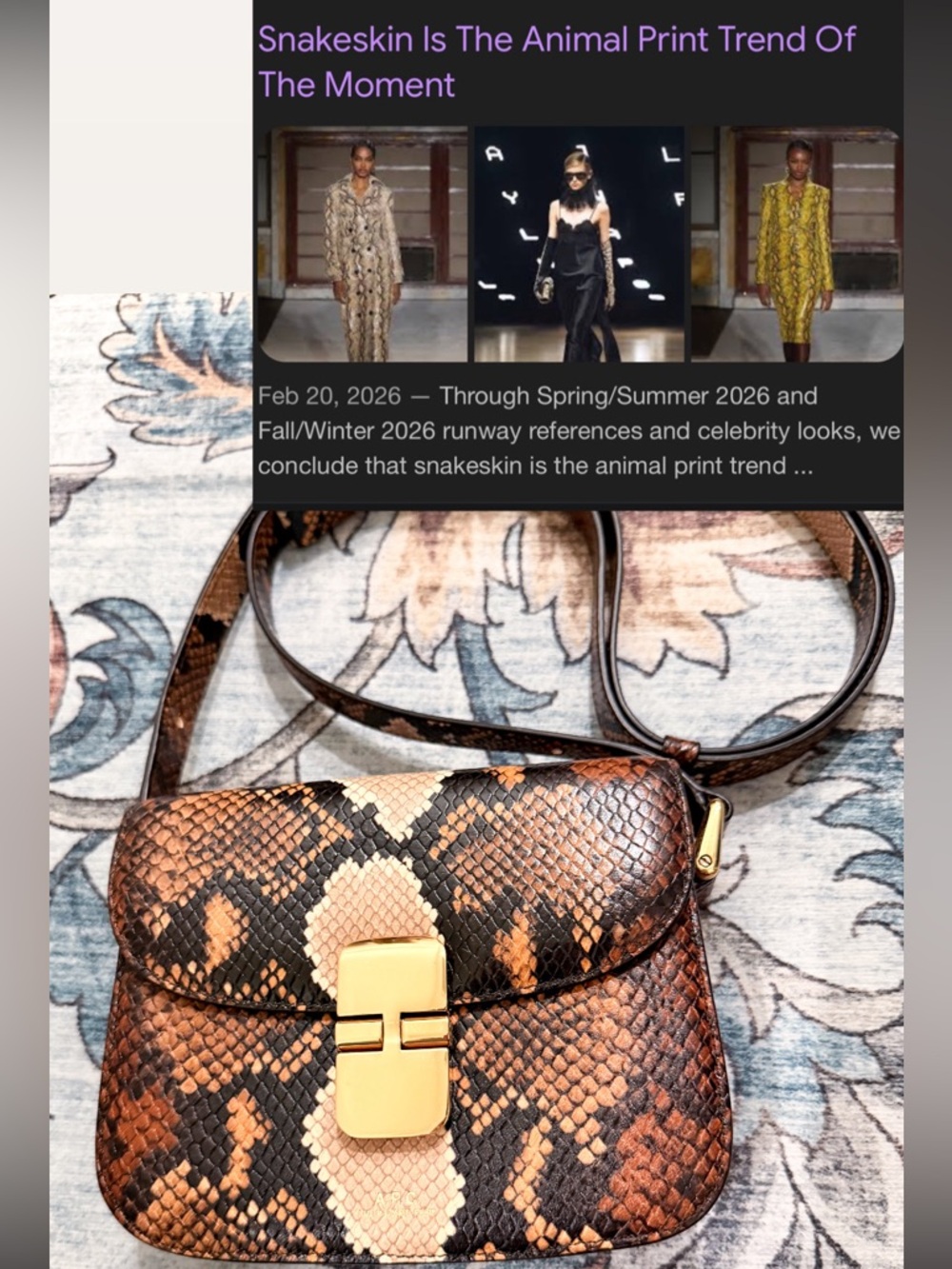 New APC Pristine Python Leather print Crossbody france. Smoke/pet free home